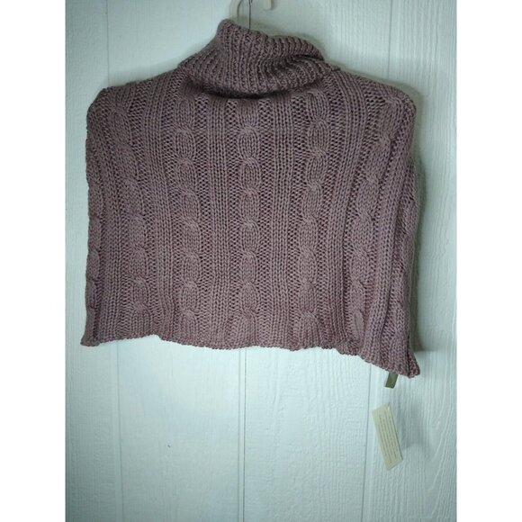 Echo Turtleneck Poncho One Size Brown Taupe Cable Knit New with tags $84 - Picture 4 of 6